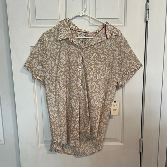NWT St Johns Bay tan floral shirt size XL - Picture 1 of 4